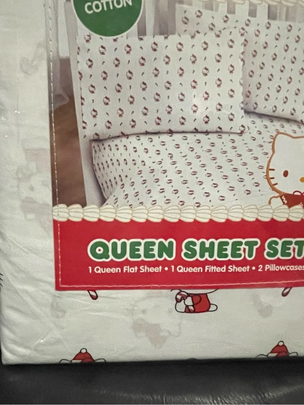 Hello Kitty Candy Cane Christmas Queen Sheet Set - Hello Kitty Queen Sheet Set